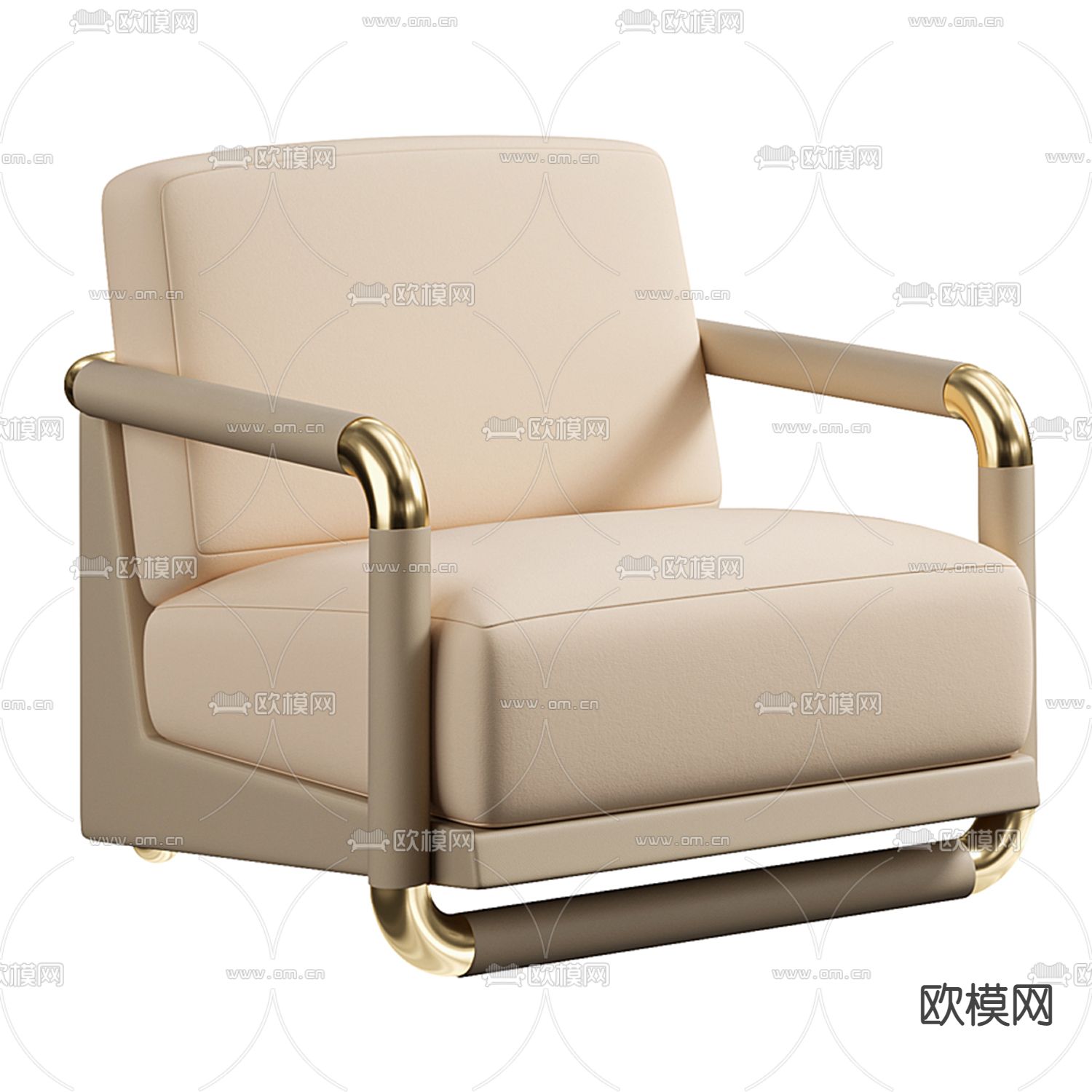 Pertica 现代米色单人沙发3d模型下载（渲染图1）