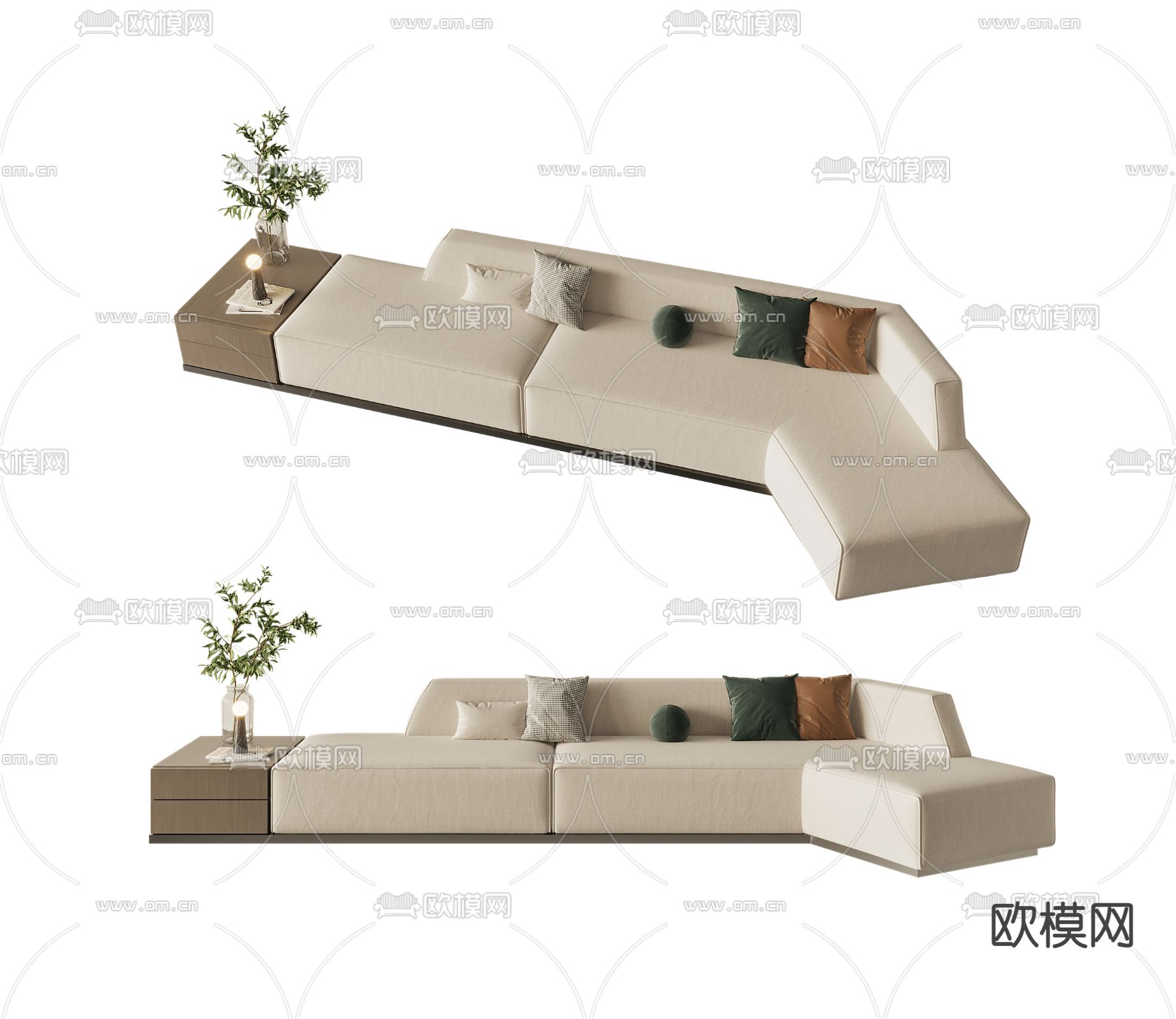 Minotti现代白色多人沙发3d模型下载