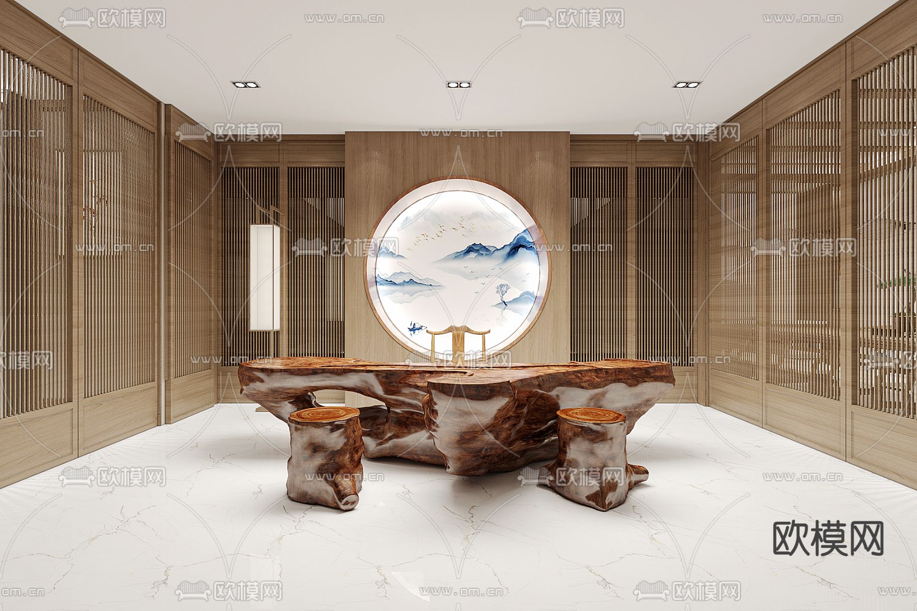 中式茶室免费3d模型下载（渲染图2）