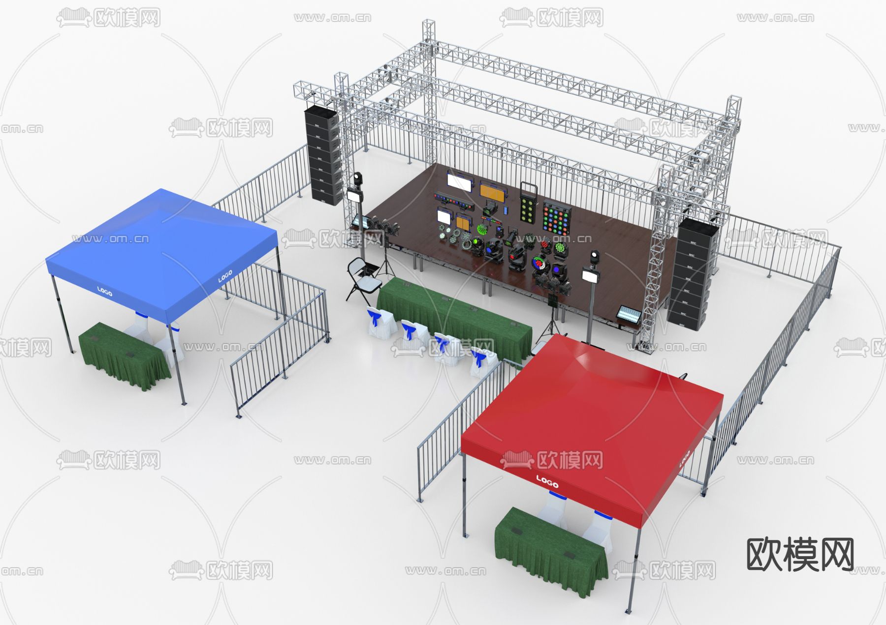 现代户外表演舞台su模型下载（渲染图2）