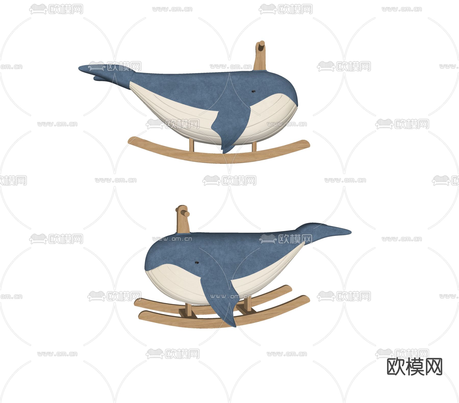 现代鲸鱼儿童木马摇椅su模型下载（渲染图2）