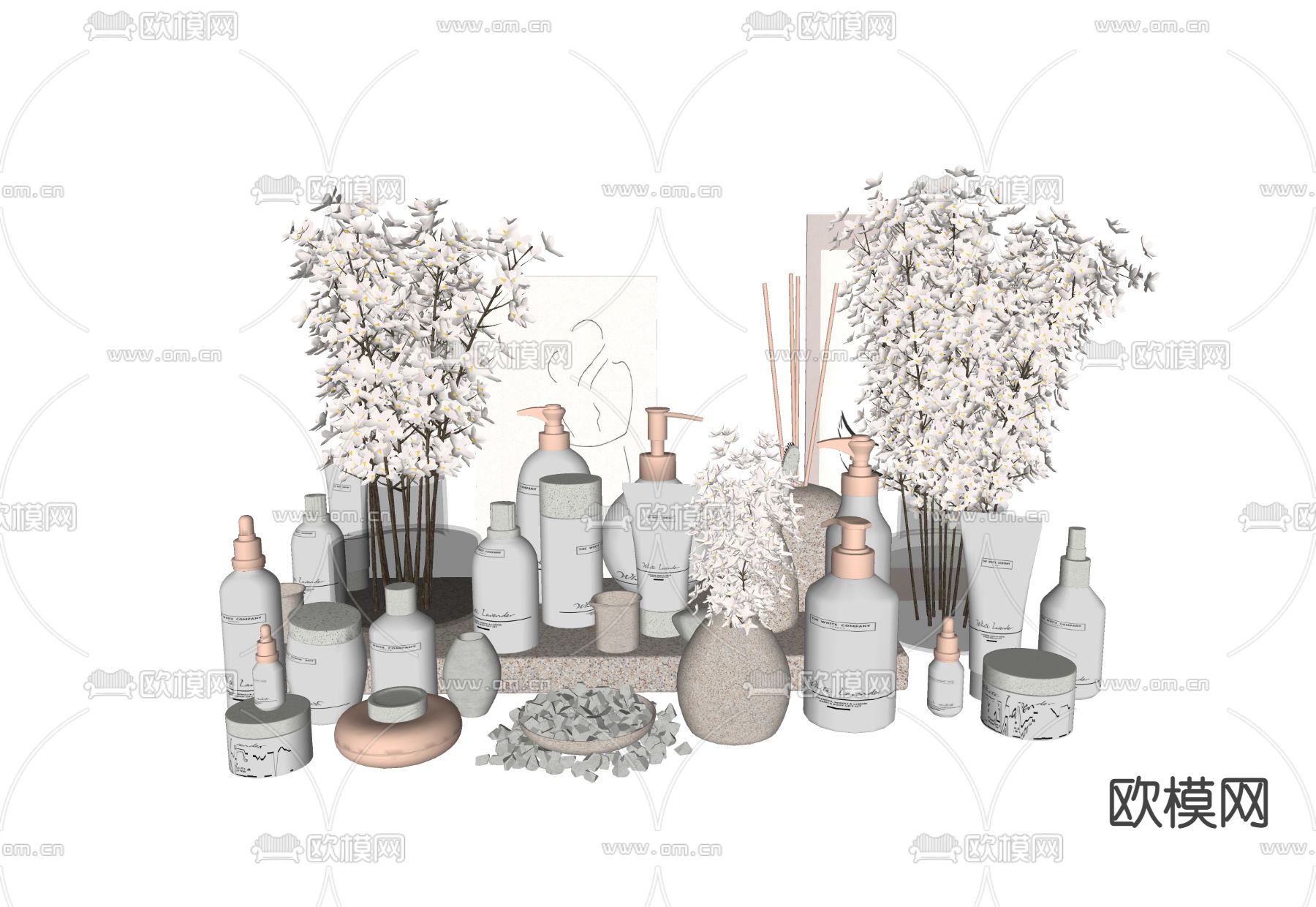 现代洗浴用品组合su模型下载（渲染图2）