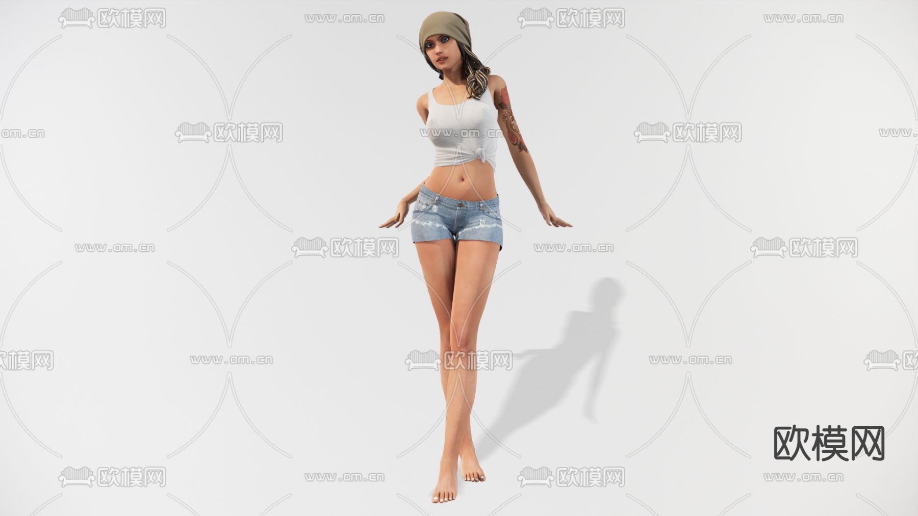 现代时尚女性人物su模型下载（渲染图1）