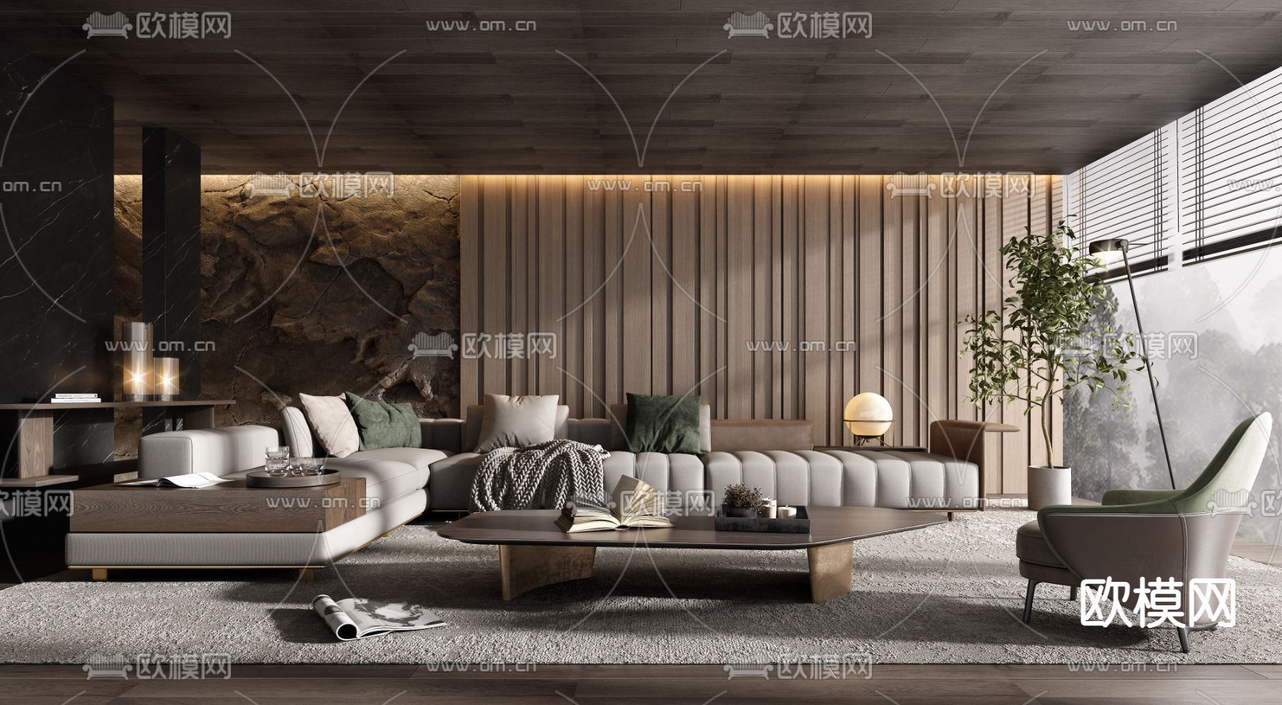 意大利 Minotti 组合沙发3d模型下载（渲染图1）