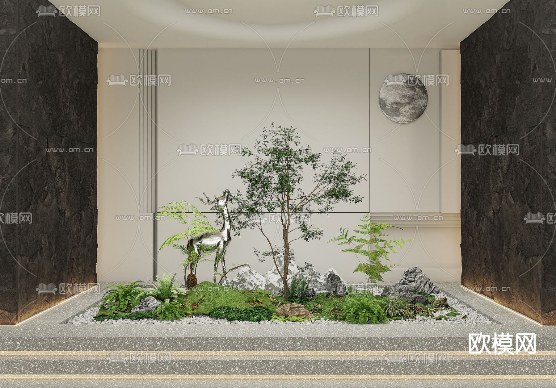 现代室内植物景观小品3d模型下载_ID12095534_3dmax免费模型-欧模网