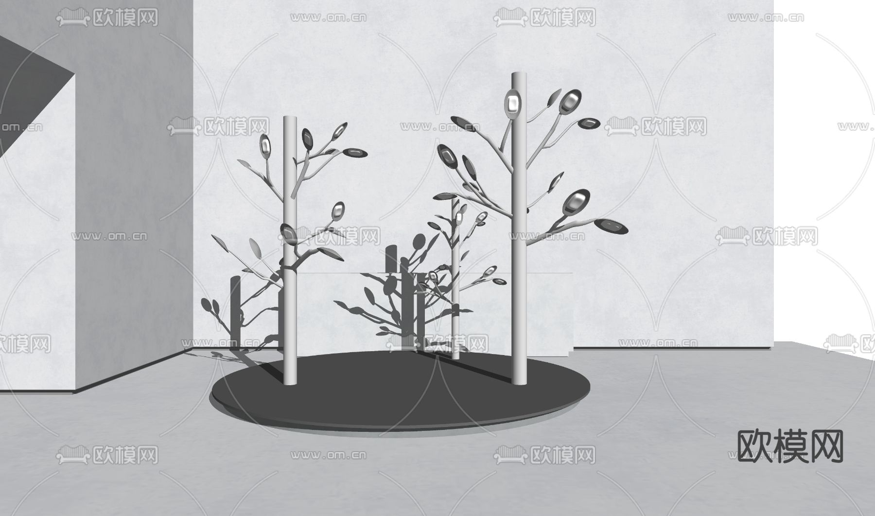 现代装饰落地灯su模型下载（渲染图2）