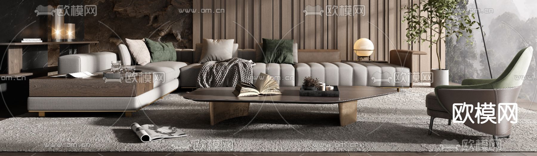 意大利 Minotti 组合沙发3d模型下载（渲染图3）