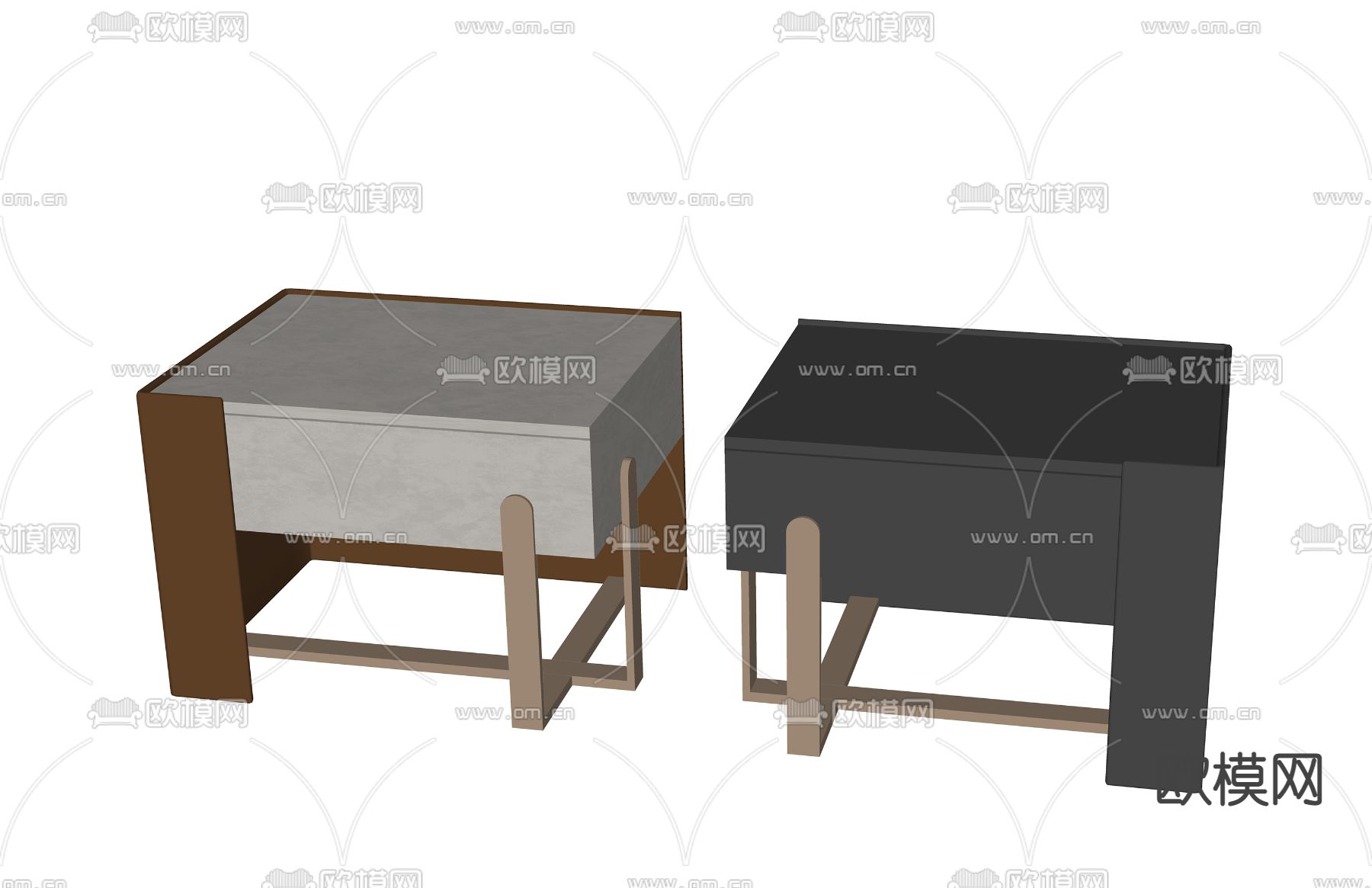 现代轻奢床头柜su模型下载（渲染图2）