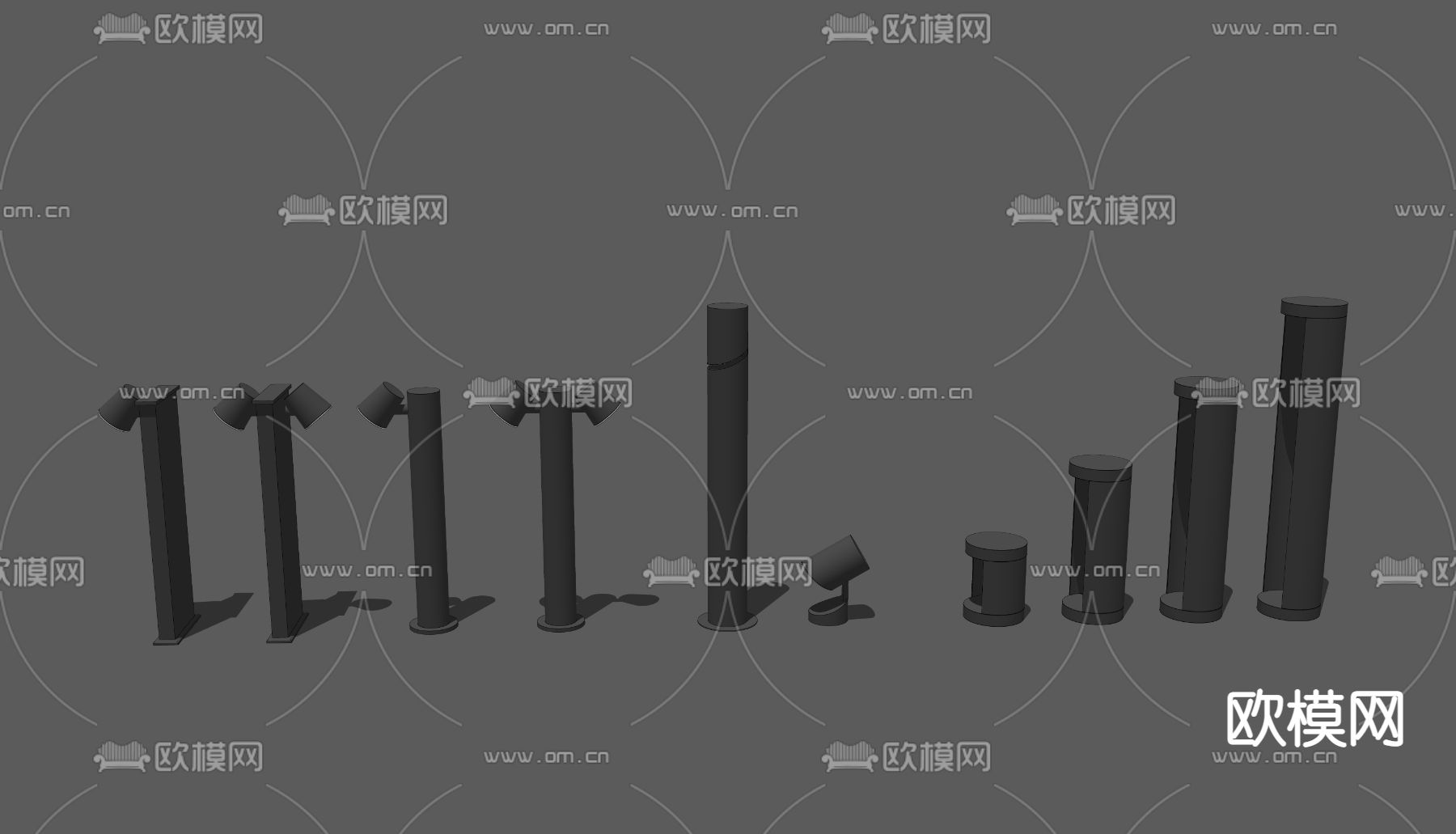 现代户外草坪灯su模型下载（渲染图2）