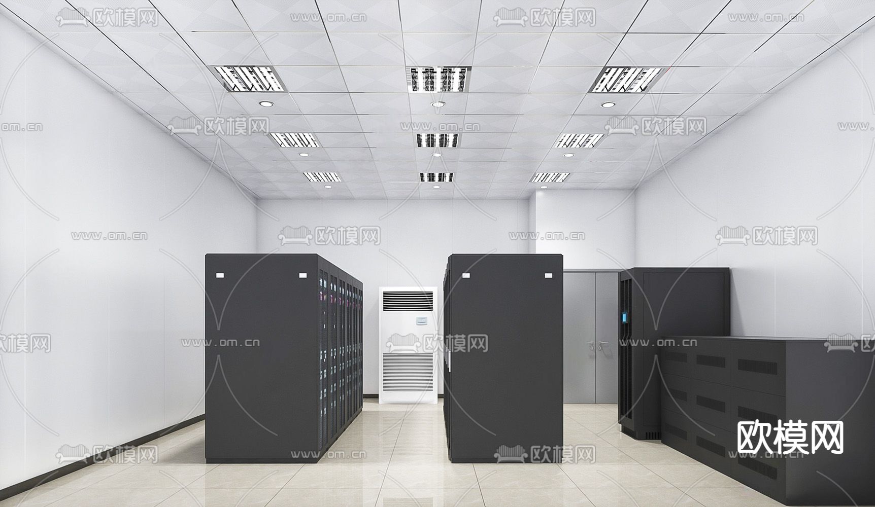 现代服务器机房su模型下载（渲染图1）