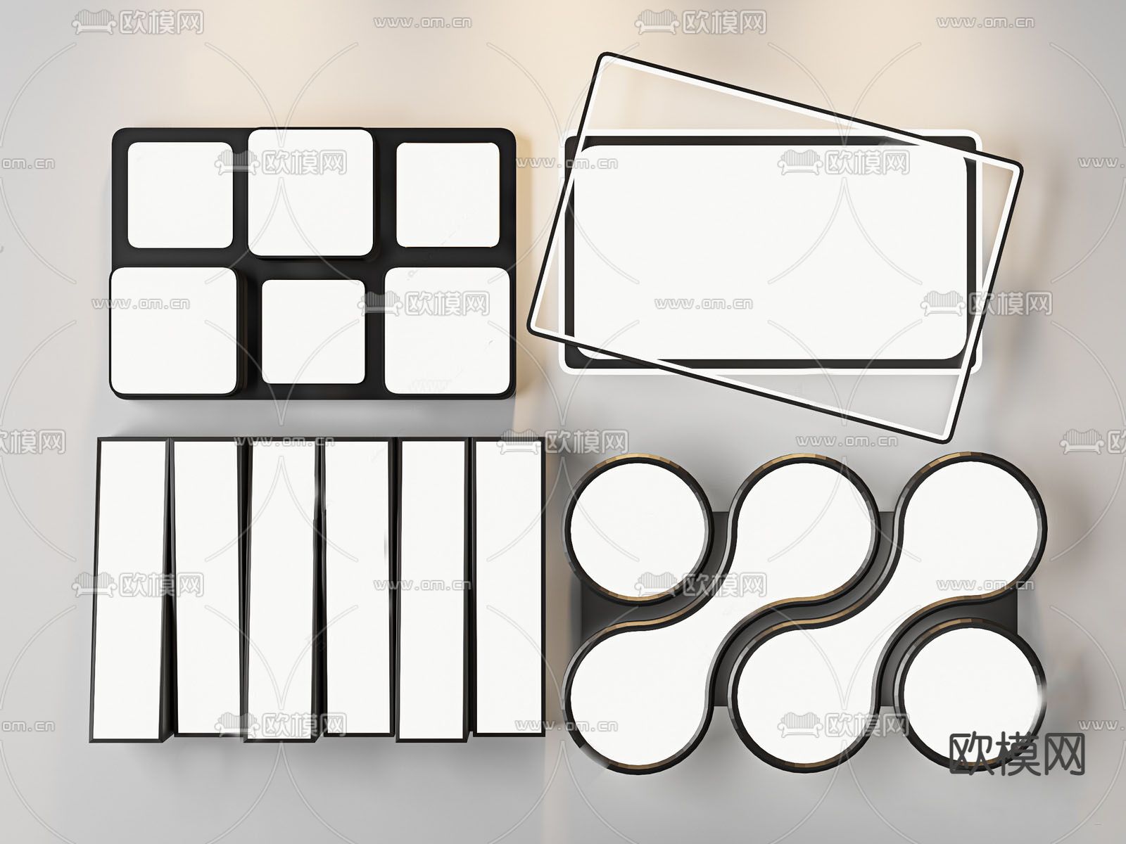 现代吸顶灯su模型下载（渲染图1）