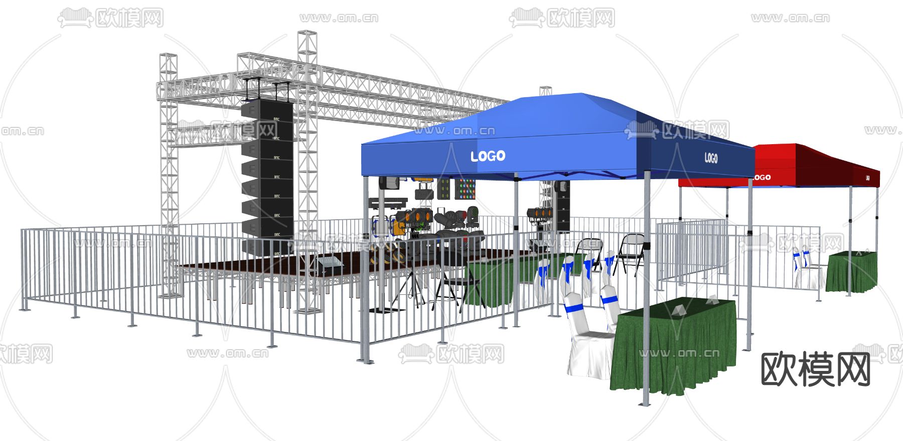 现代户外表演舞台su模型下载（渲染图4）