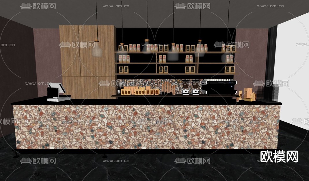 cassina 现代咖啡厅吧台su模型下载_ID12093750_sketchup模型下载-欧模网