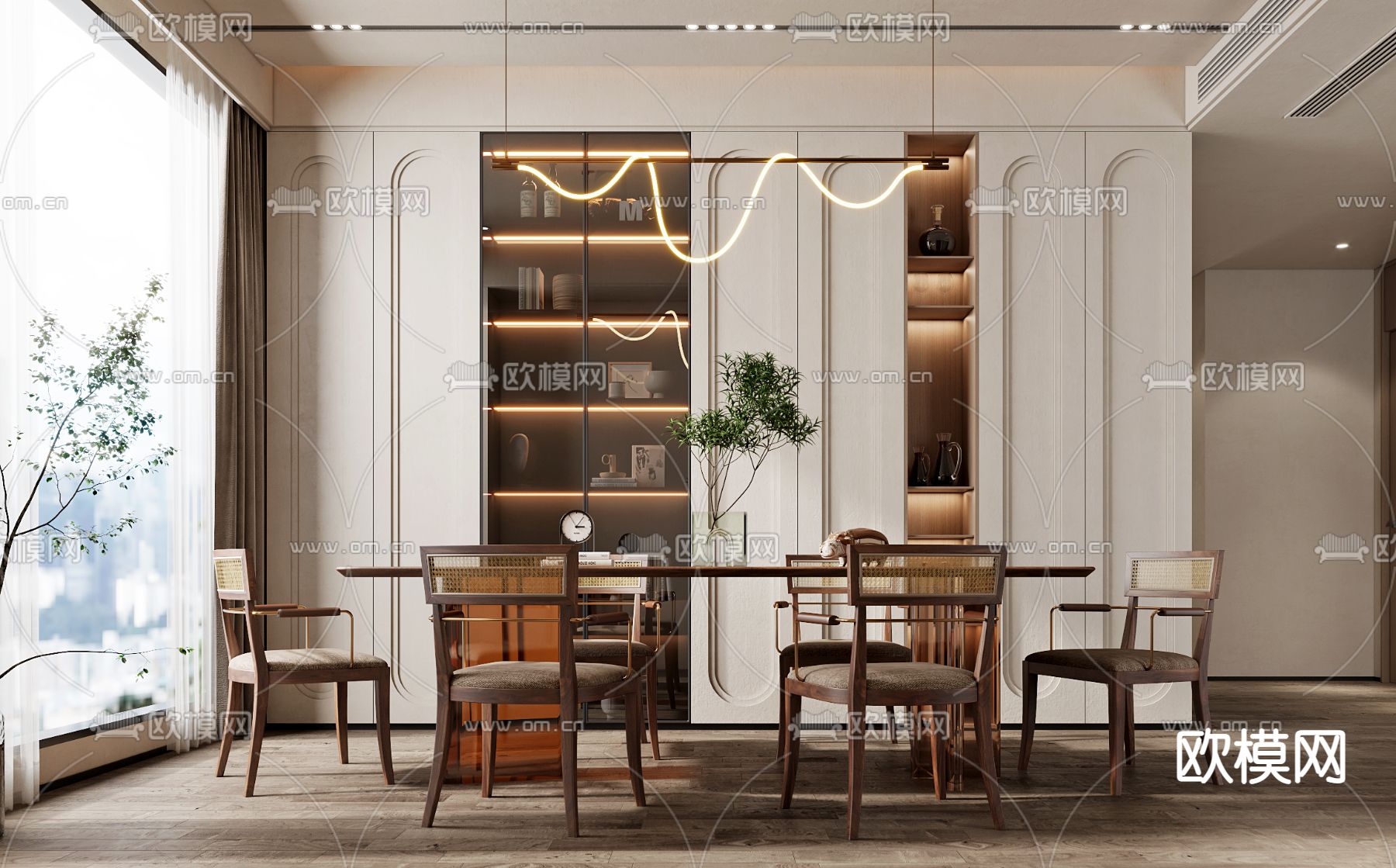 侘寂风餐厅3d模型下载（渲染图1）