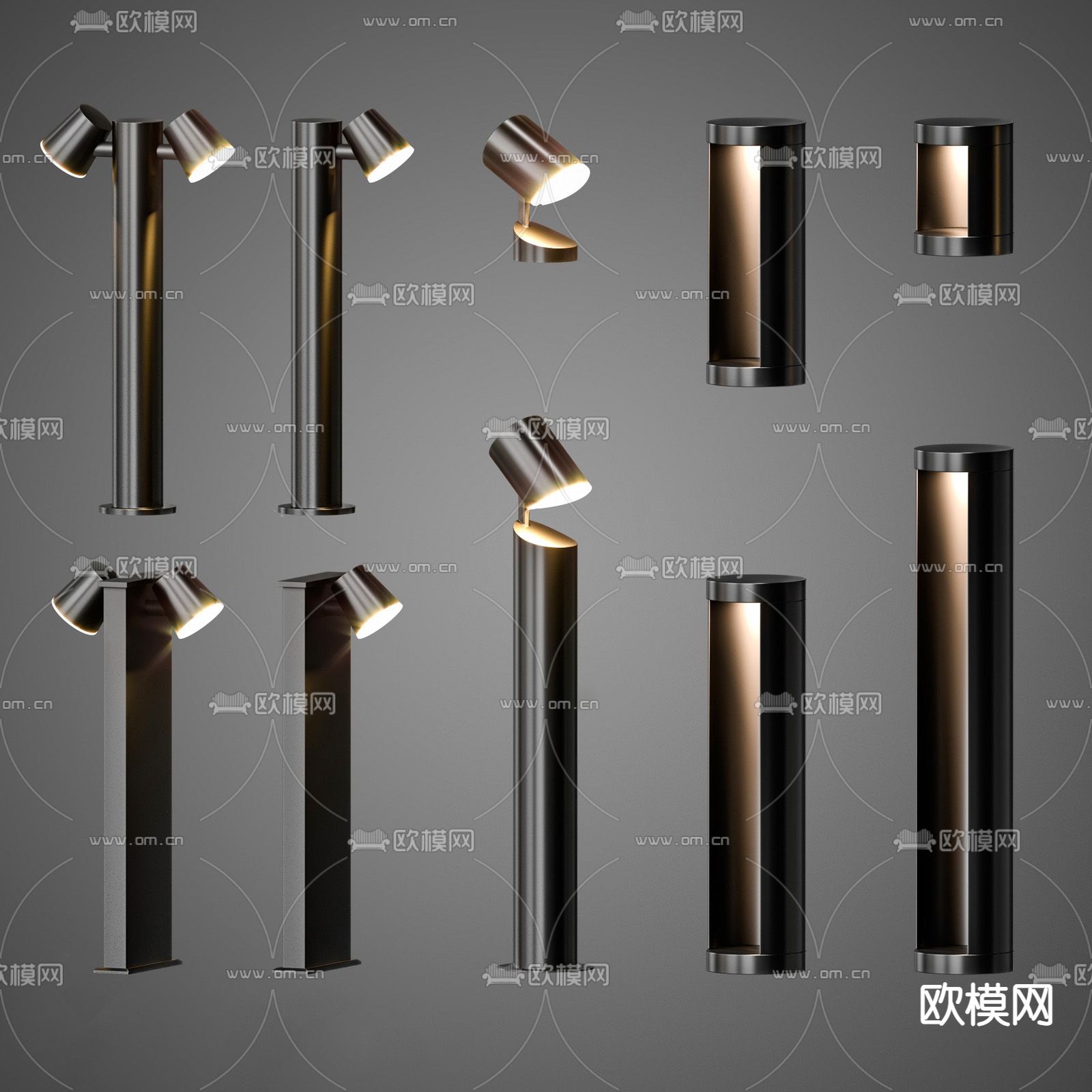 现代户外草坪灯su模型下载（渲染图1）