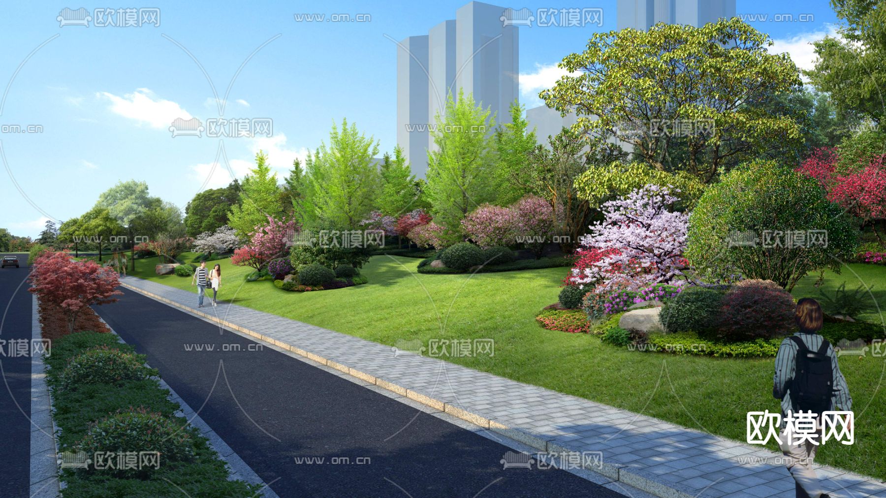 现代道路桥梁公园景观psd下载