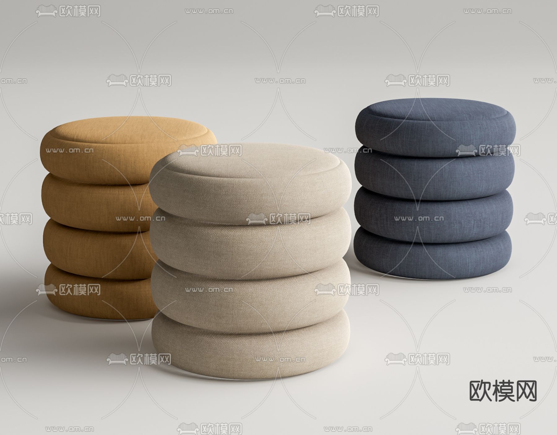 现代圆形沙发凳子su模型