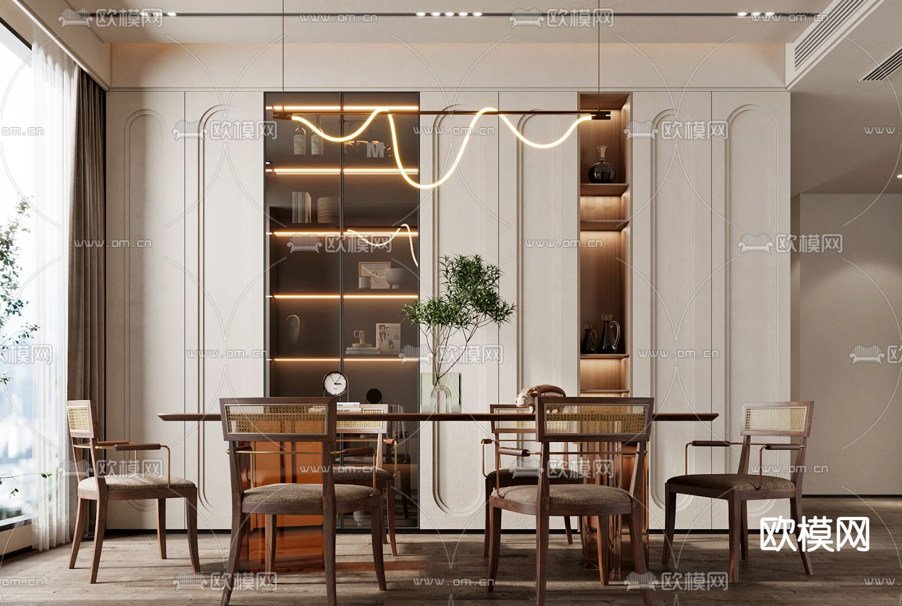 侘寂风餐厅3d模型下载（渲染图2）
