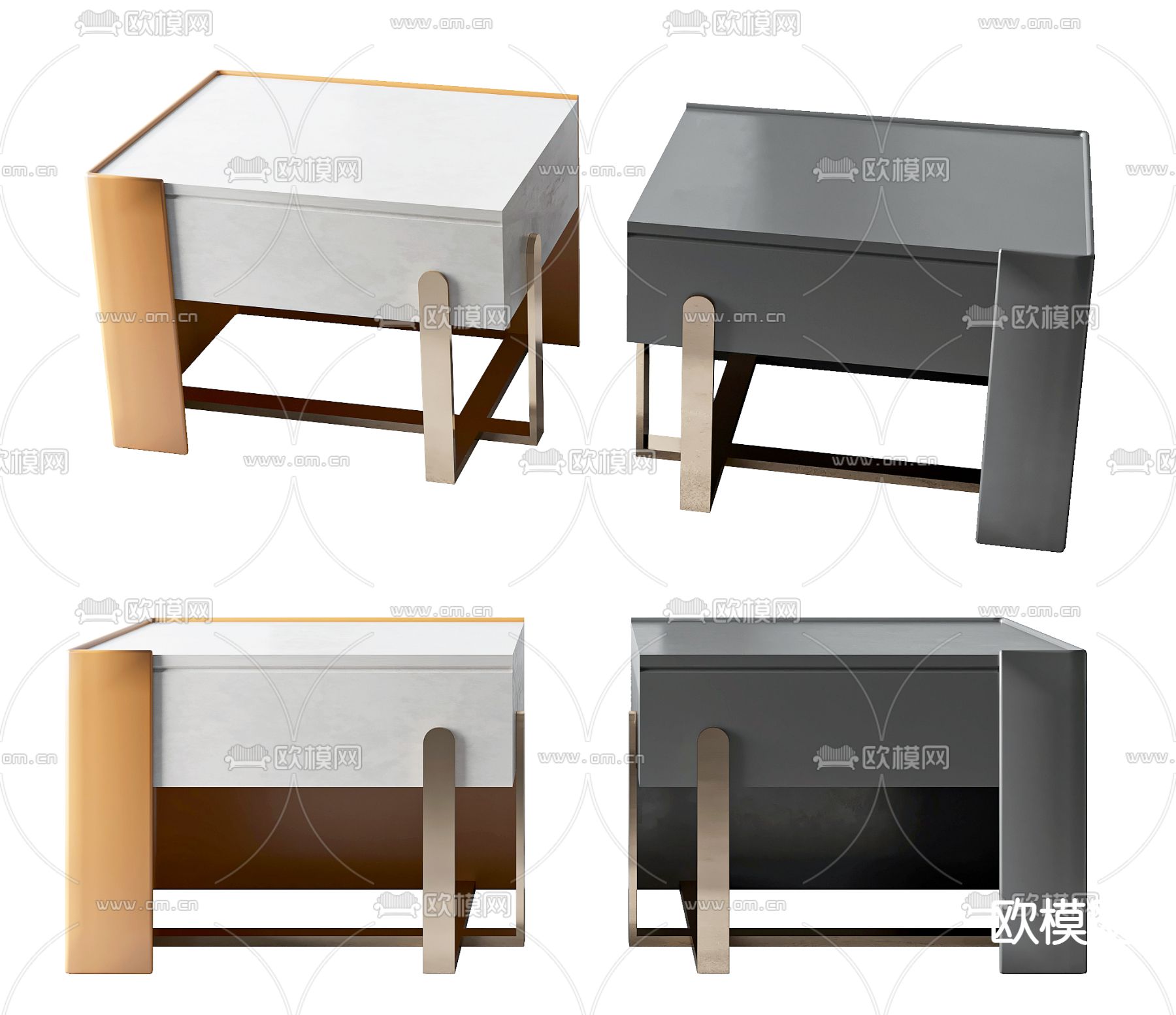 现代轻奢床头柜su模型下载（渲染图1）