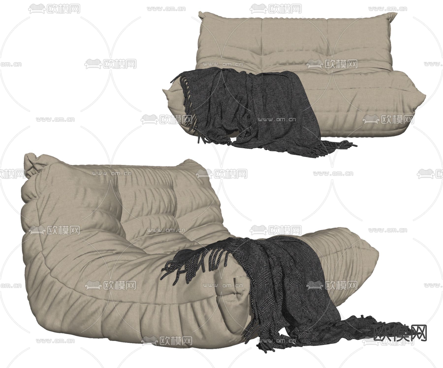 Ligne Roset 现代布艺懒人沙发su模型