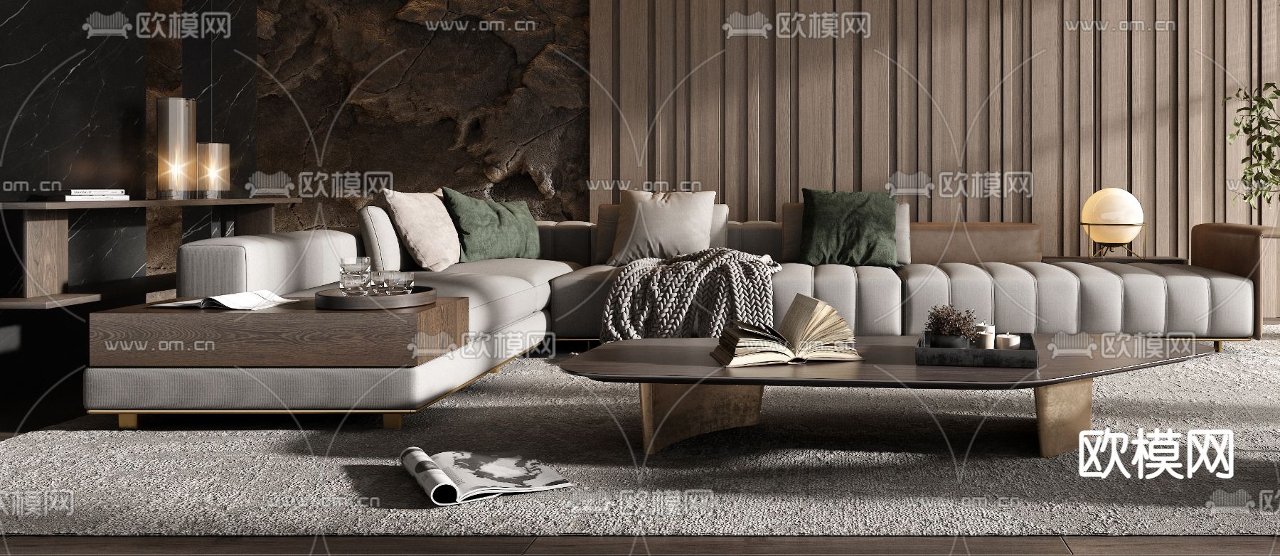 意大利 Minotti 组合沙发3d模型下载（渲染图2）