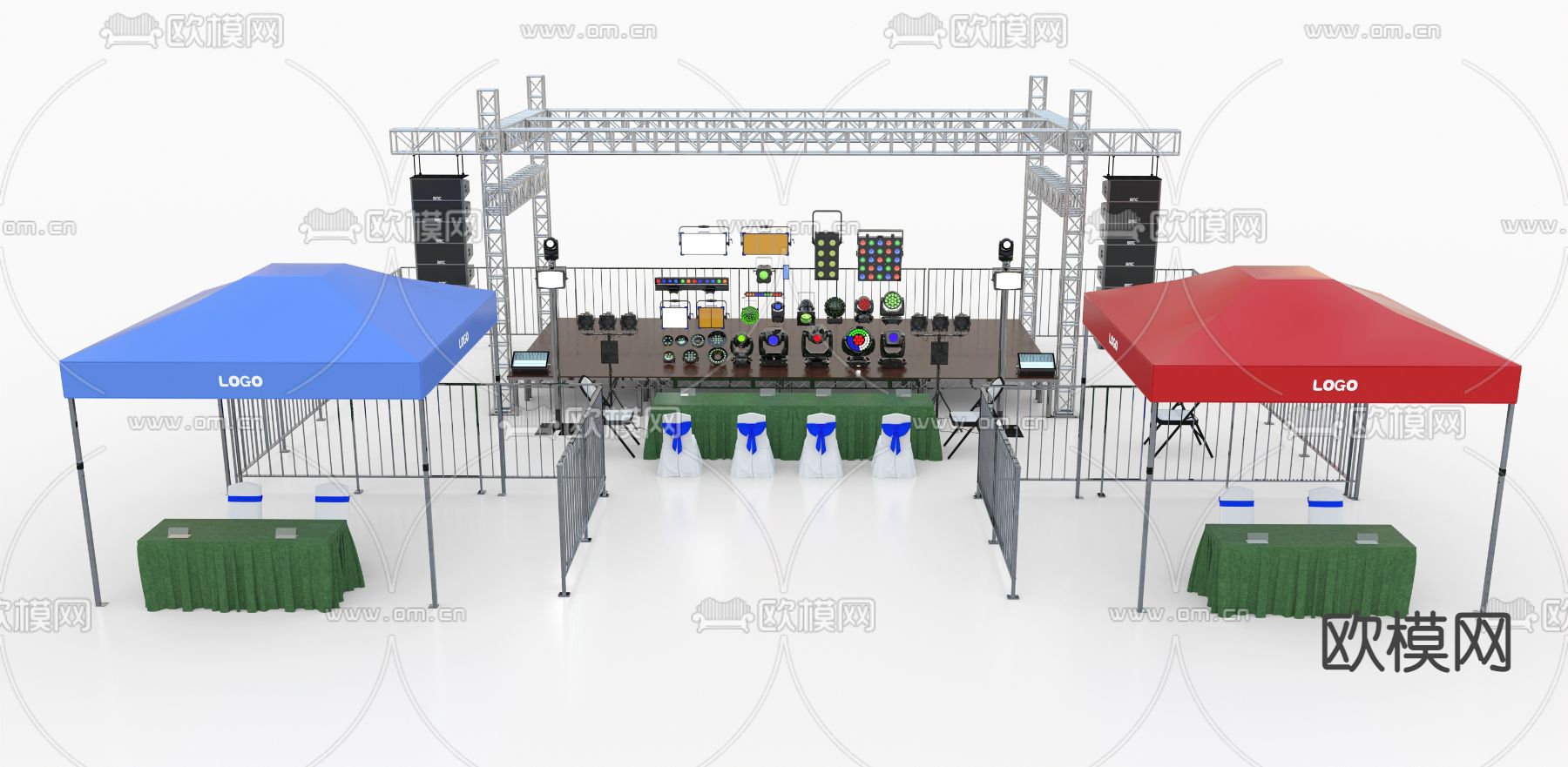 现代户外表演舞台su模型下载（渲染图3）