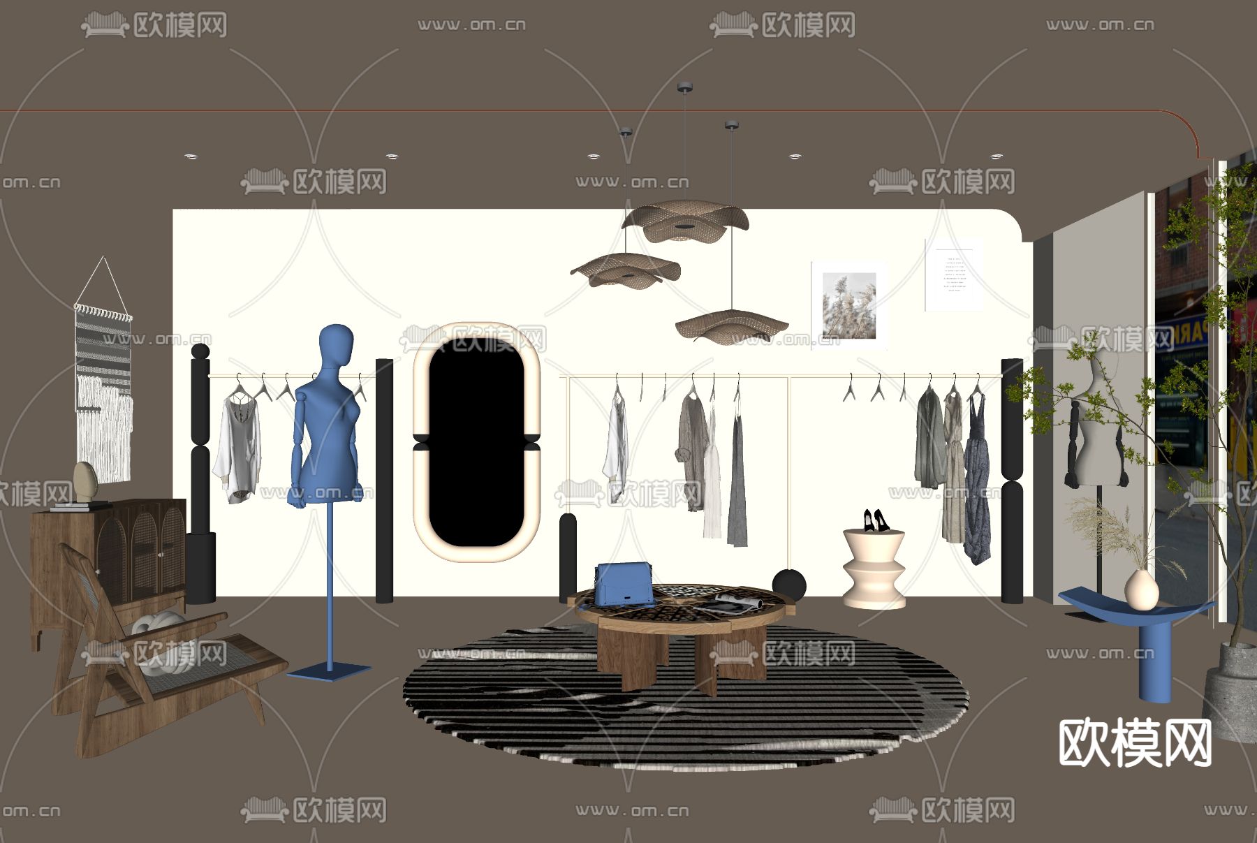 现代服装店su模型下载（渲染图2）