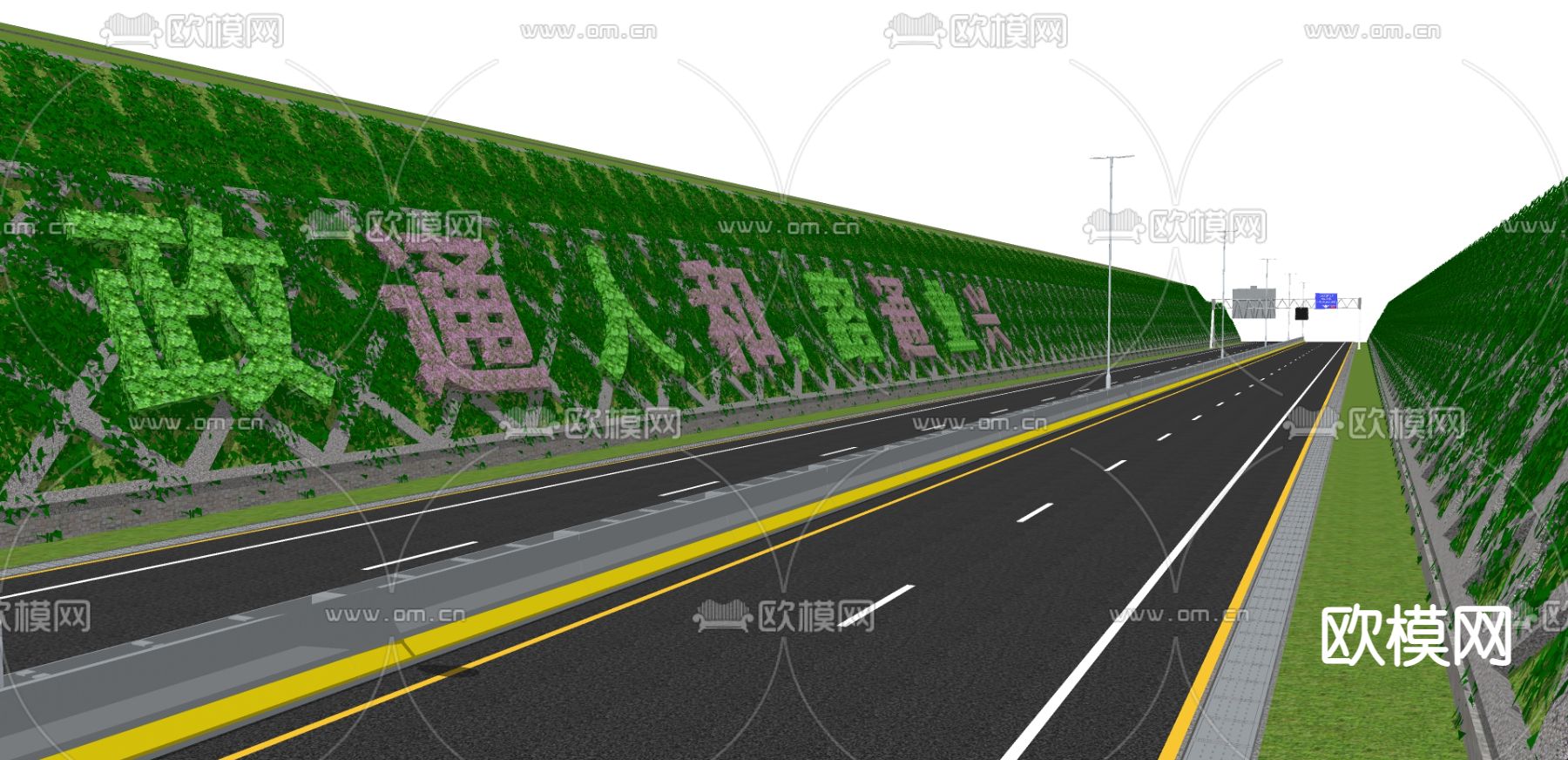 现代道路护坡高架桥su模型