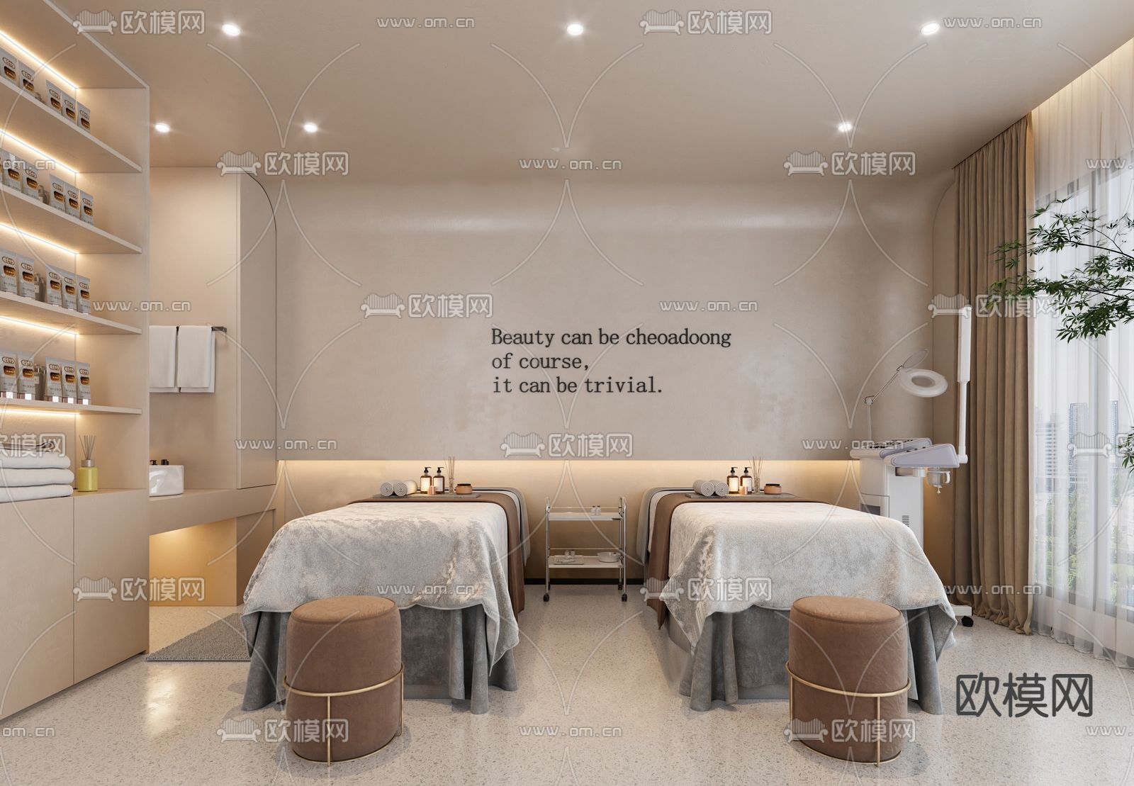 侘寂风SPA包房su模型下载（渲染图1）