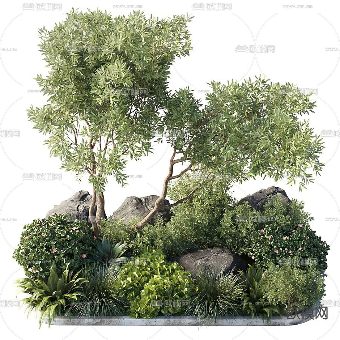 现代植物堆景观小品su模型下载_ID12097582_sketchup模型下载-欧模网