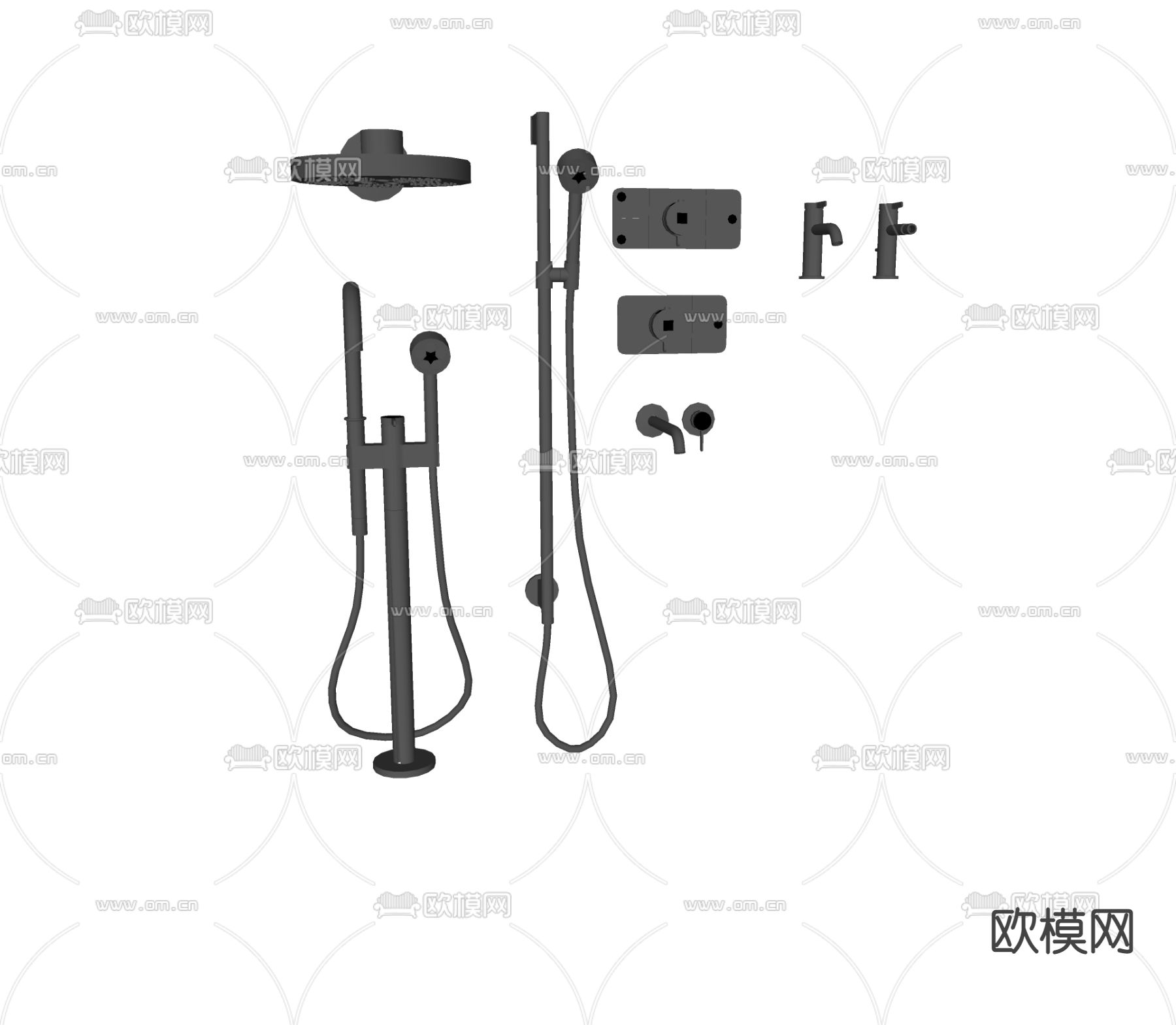 现代淋浴花洒水龙头su模型