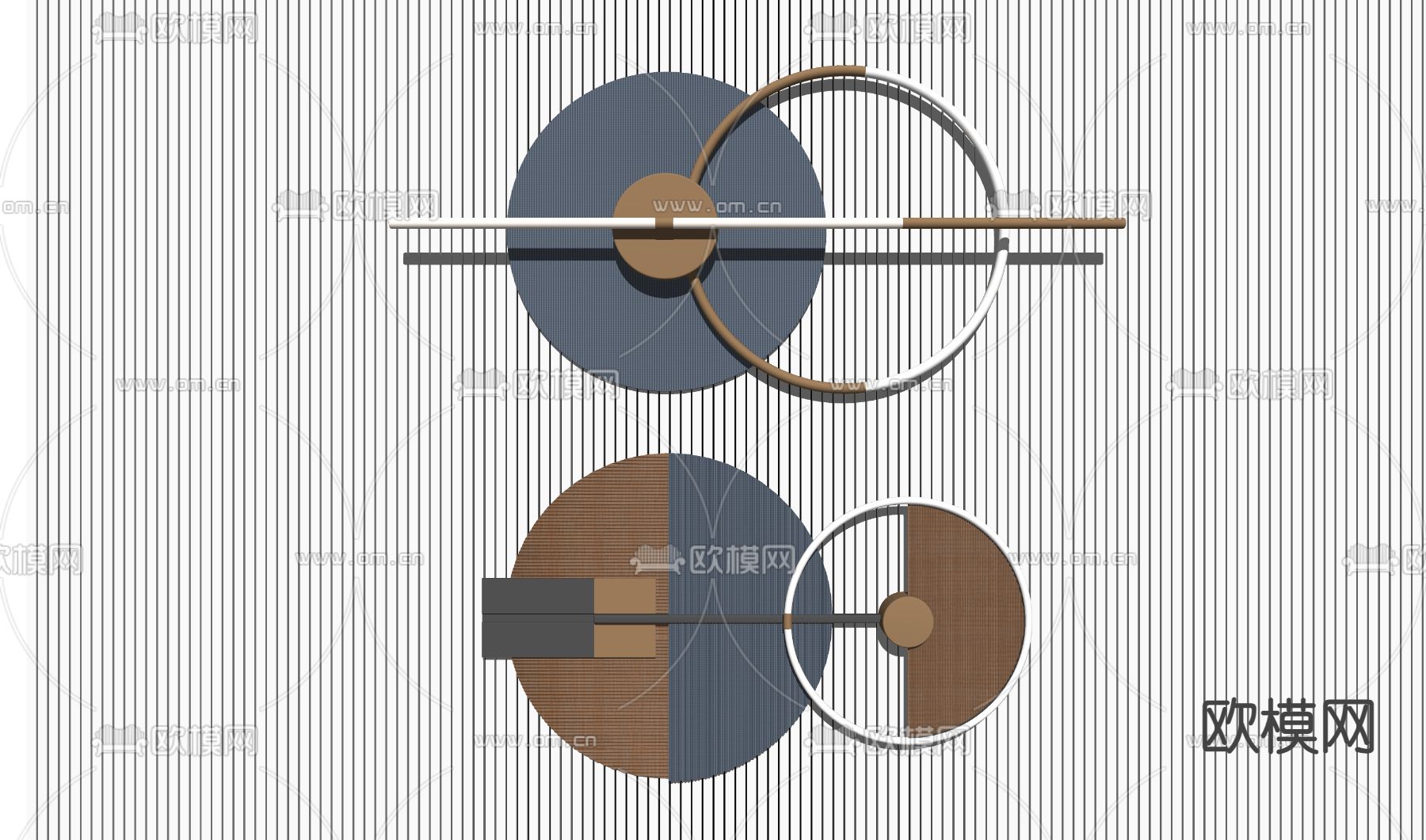 现代轻奢墙饰挂件su模型下载（渲染图2）