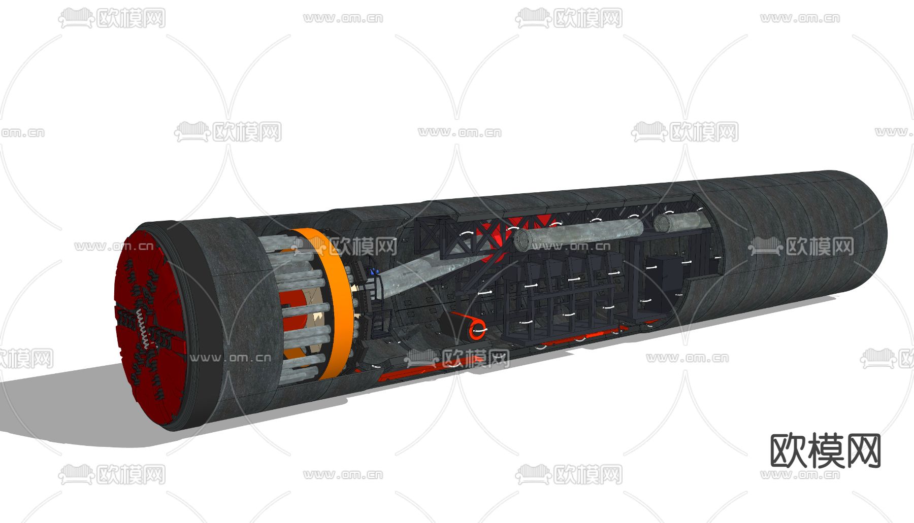 现代地铁隧道施工机械su模型下载（渲染图2）