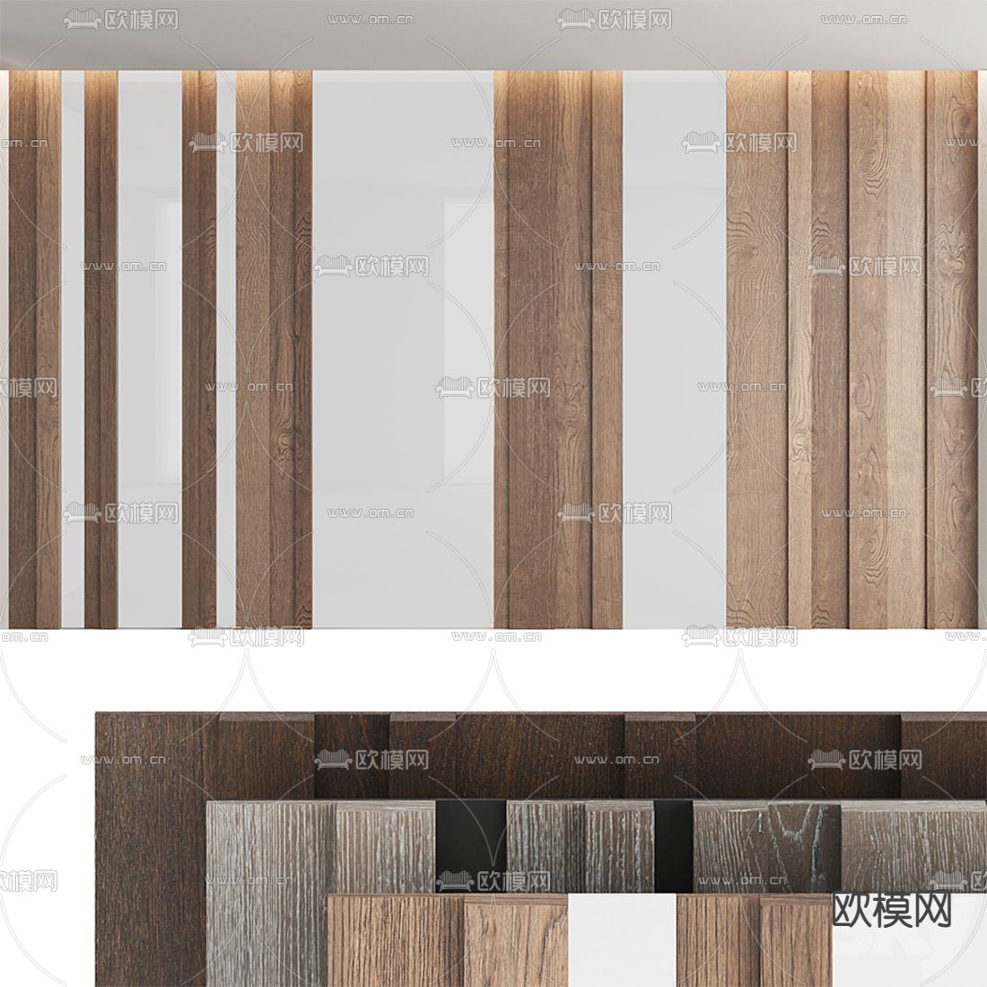 现代实木护墙板3d模型下载（渲染图1）