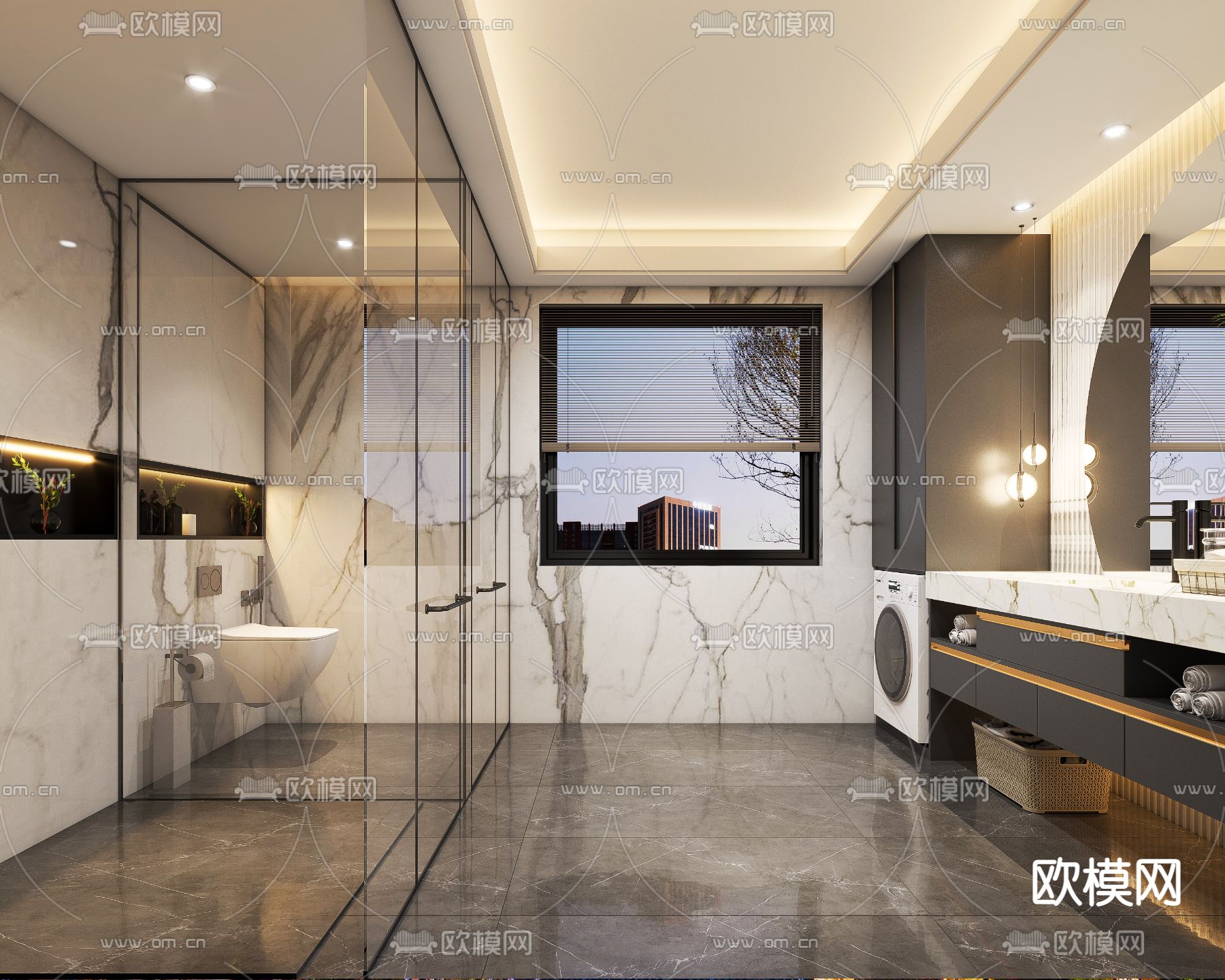 现代卫生间浴室3d模型下载