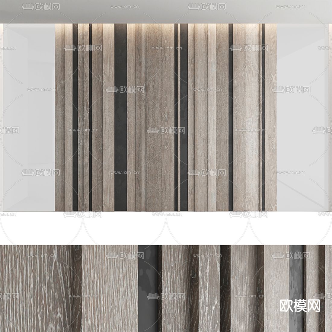 现代实木护墙板3d模型下载（渲染图3）