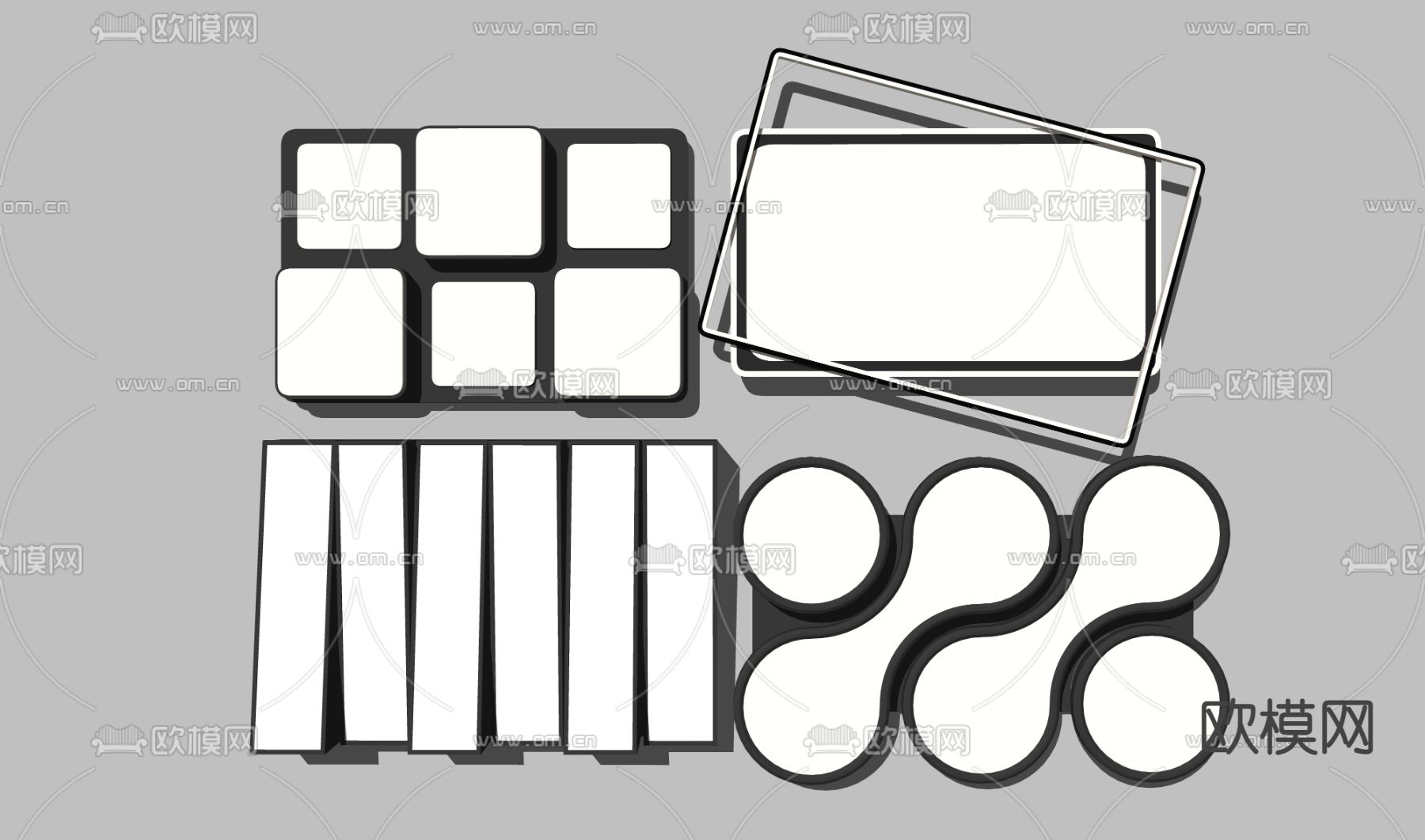 现代吸顶灯su模型下载（渲染图2）