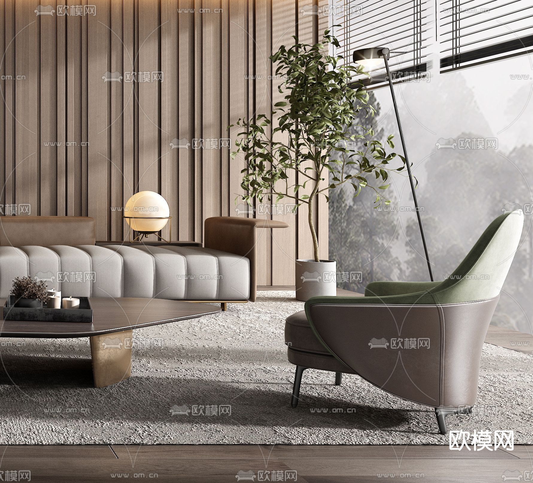 意大利 Minotti 组合沙发3d模型下载（渲染图4）