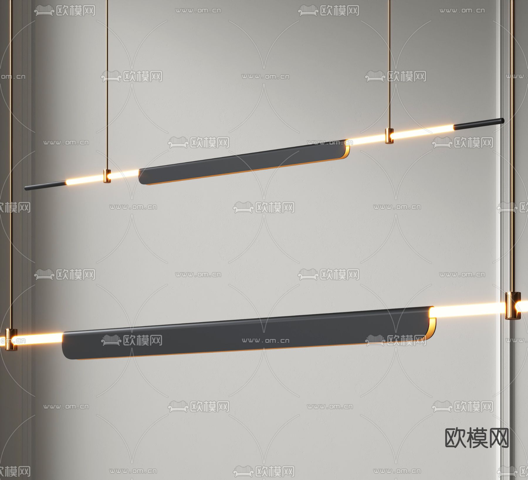现代条形吊灯3d模型下载_ID12096253_3dmax免费模型-欧模网