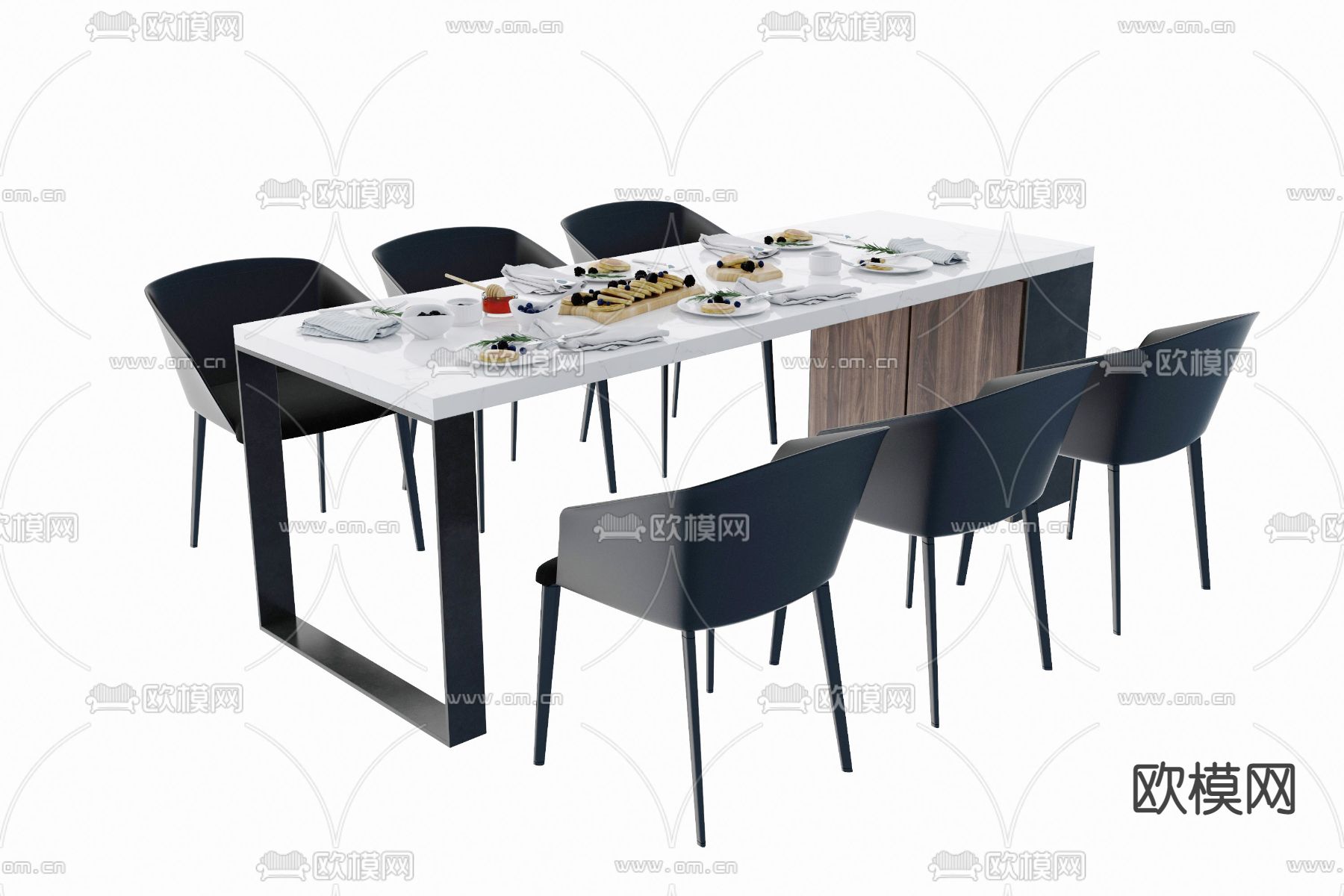 现代餐桌椅3d模型下载