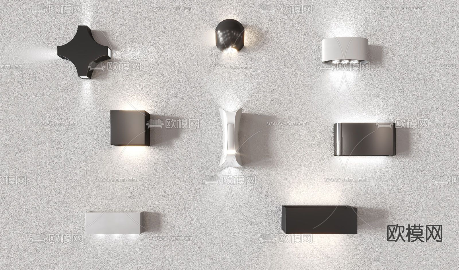 现代壁灯su模型下载（渲染图1）