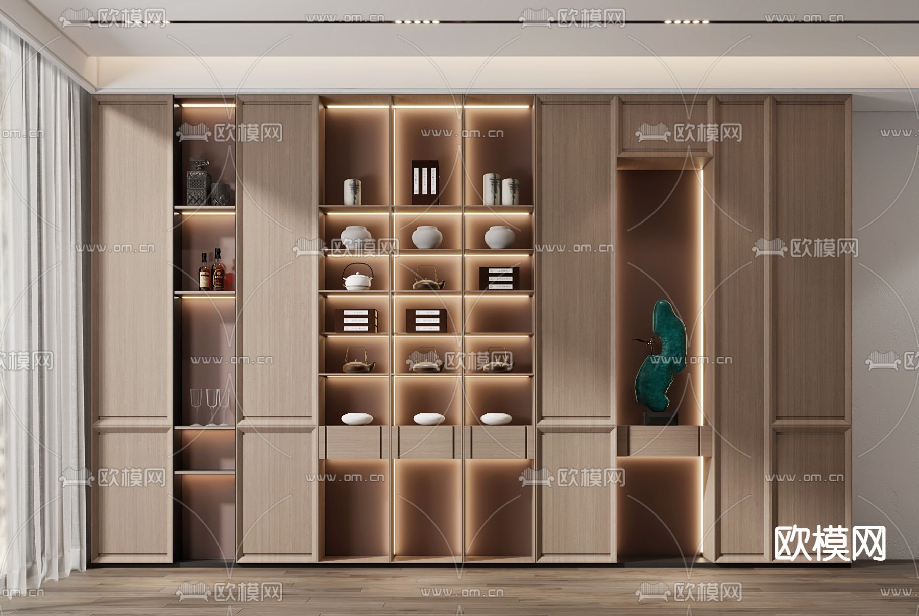 新中式轻奢酒柜3d模型下载