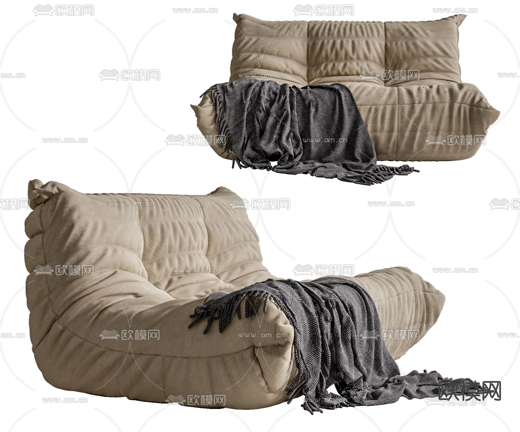 Ligne Roset 现代布艺懒人沙发su模型