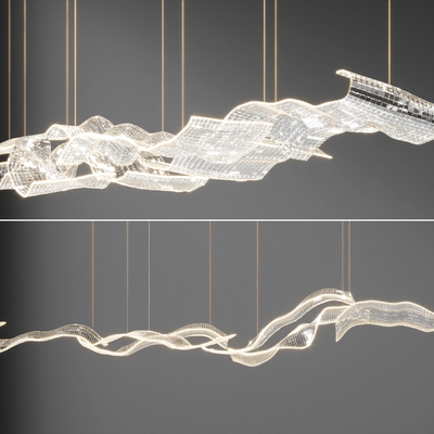  现代玻璃装饰吊灯su模型 