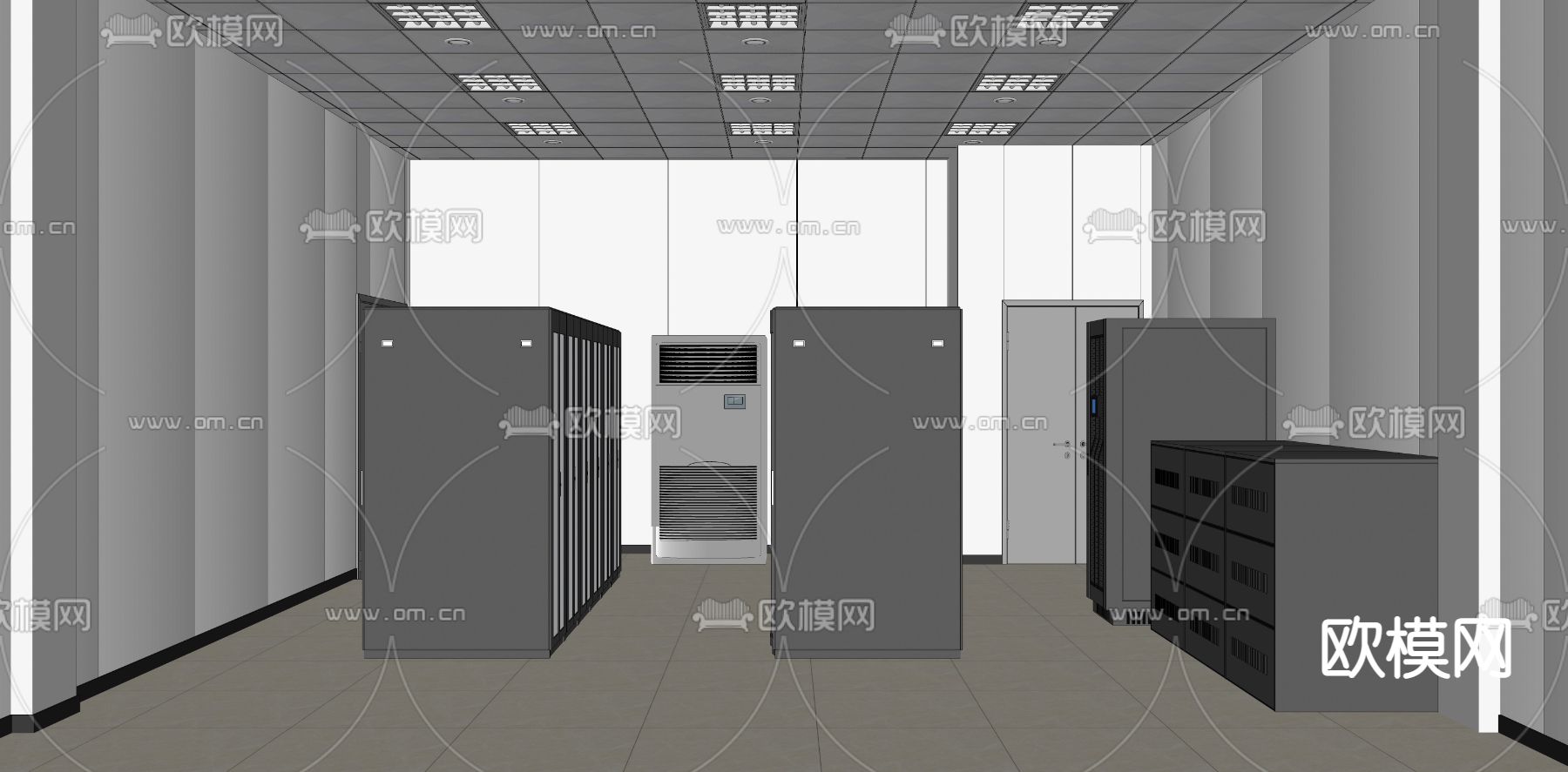现代服务器机房su模型下载（渲染图2）