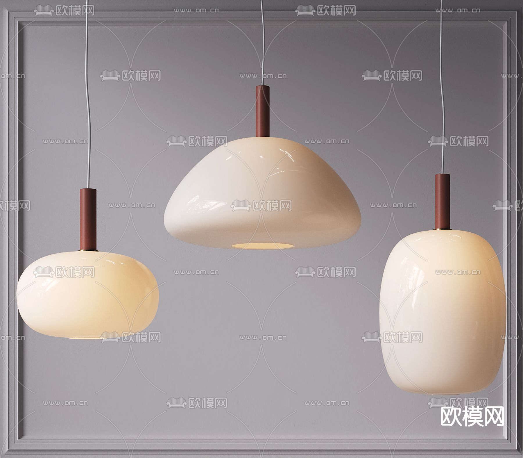 侘寂风蘑菇小吊灯su模型