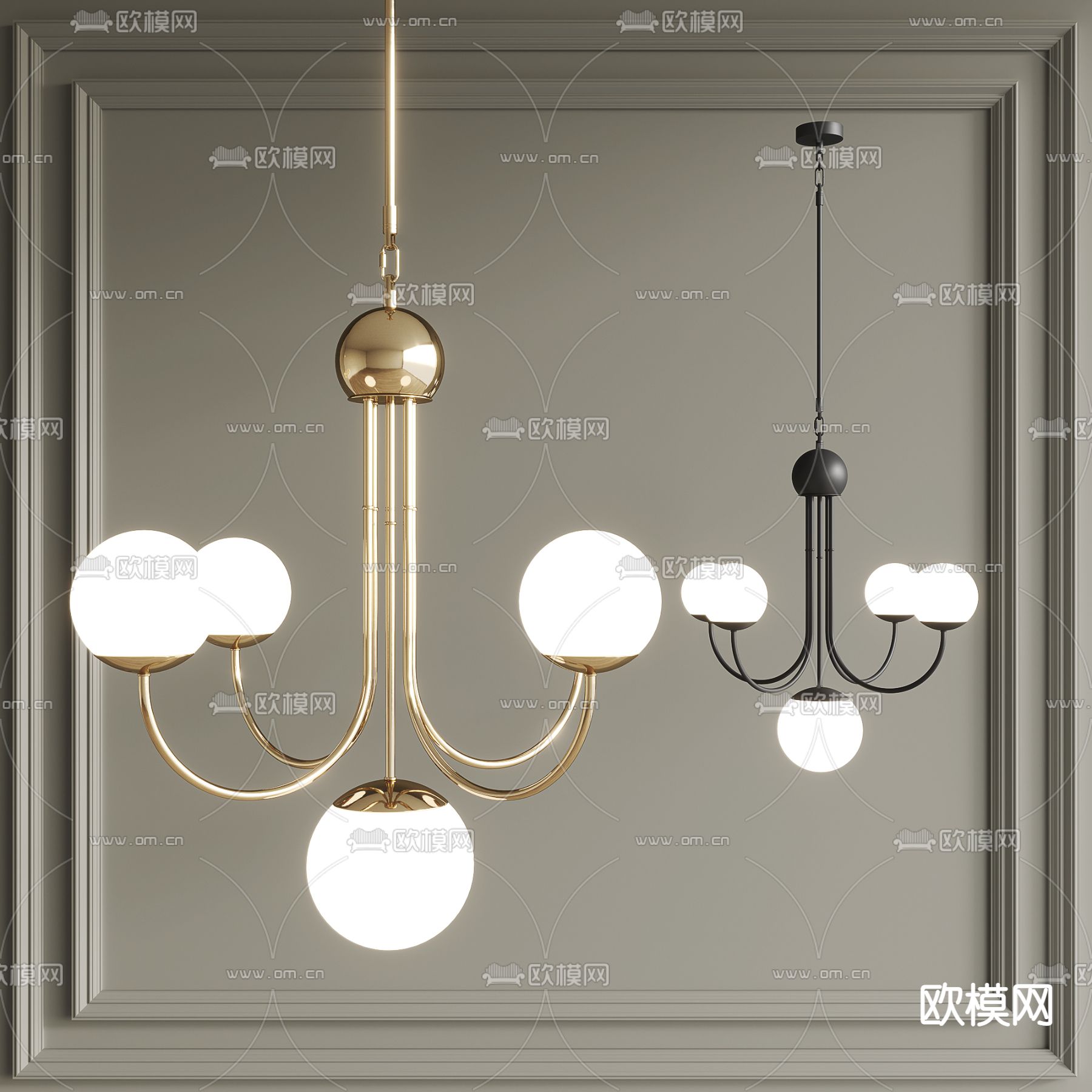 现代金属球形吊灯3d模型下载_ID12094594_3dmax免费模型-欧模网