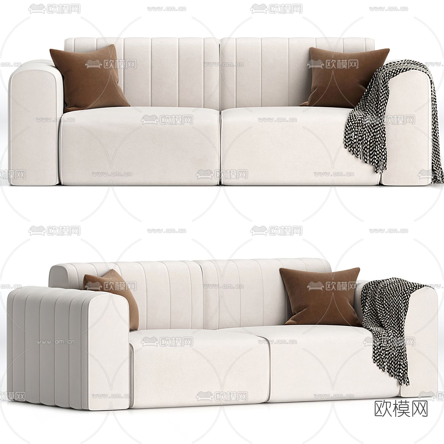 现代白色双人沙发3d模型下载