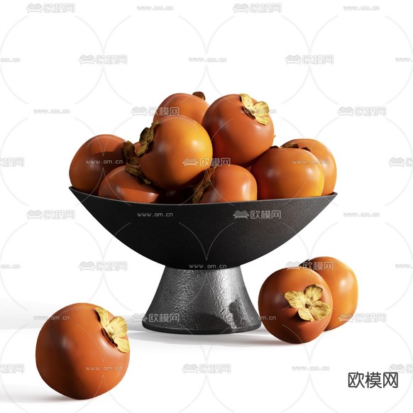 柿子果盘3d模型下载(渲染图2)