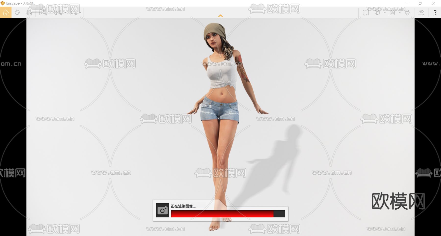 现代时尚女性人物su模型下载（渲染图2）